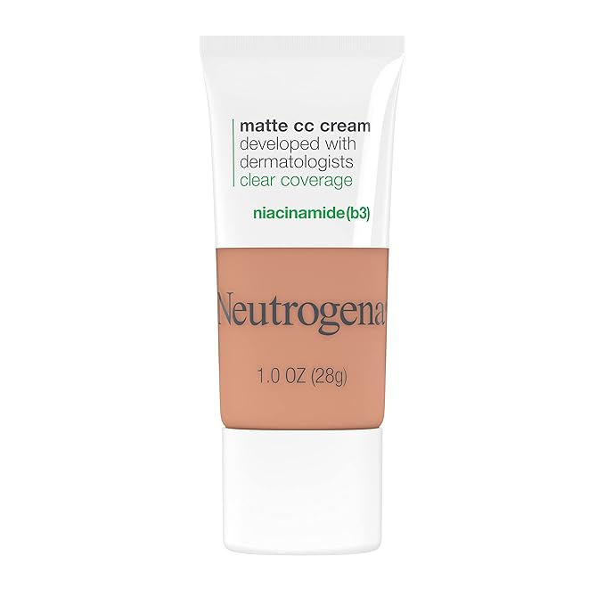 Neutrogena Clear Coverage Flawless Matte CC Cream, Full-Coverage Free, Fawn, 1 oz