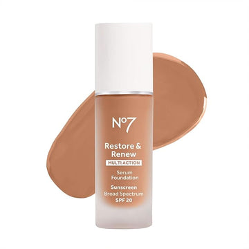No7 Lift & Luminate Triple Action Serum Foundation - Liquid Makeup with SPF 15 for a Dewy, Glowy Base - Radiant Formula for Mature Skin - Dune (1 Fl Oz)