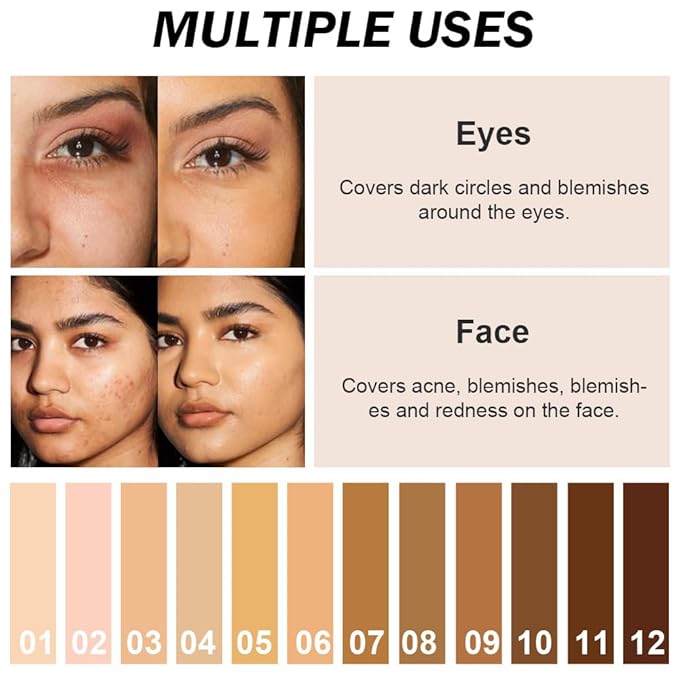 Kaely 2Pcs Cream Pot Concealer Full Coverage Set,Conceal