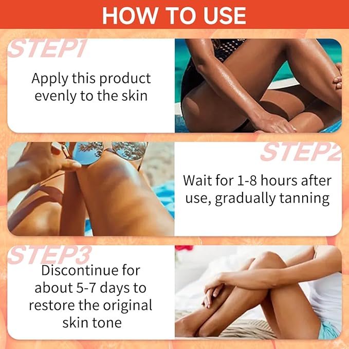 Self Tanning Gel for Face and Body – Sunless Bronzing Cream, Tan Accelerator, Natural-Looking Deep Tan Without Sun | Fast-Drying, No Orange, No Streaks | Vegan & Paraben-Free