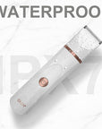 OLOV Electric Body Hair Trimmer - Groin Trimmer for Men - Bikini Trimmer Women - Wet/Dry Shaver Groomer, Replaceable Ceramic Blade Heads, USB Recharge Dock, Waterproof Hygiene Razor, White