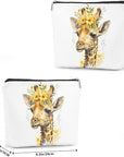 Floral giraffe elephant cosmetic bag