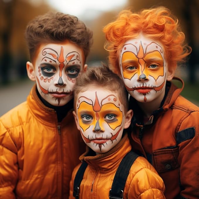 CCbeauty Orange Face Paint Stick, Face Painting Kit, Full Coverage SFX Makeup Foundation, Professional Hypoallergenic Body Paint for Halloween Costume Party, Creepy Pumkin, Tiger, Ompa Lompa Makeup