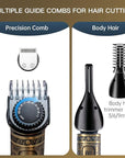 Beard Trimmer Kit Professional Hair Clipper Zero Gapped T-Blade Electric Shaver Razor Nose Body Trimmer for Men Cordless Grooming Kit 7 in 1