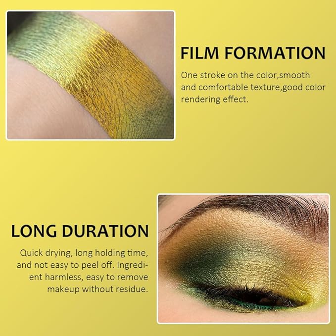 AMY'S DIARY Duochrome MultiChrome Chameleon Liquid Metallic Eyeshadow, High-Impact Multi-Dimensional Finish,Green Gold Silky Smooth and High Pigment Holographic Glitter Eyeshadow Makeup (#01)