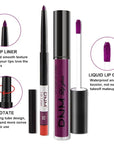 evpct 2Pcs Purple Matte Liquid Lipstick Lip Gloss Stain and Retractable Lip Liner Makeup Set for Women Long Lasting Waterproof 24 Hours Permanent Lipstick labial mate larga duracion 24 52#