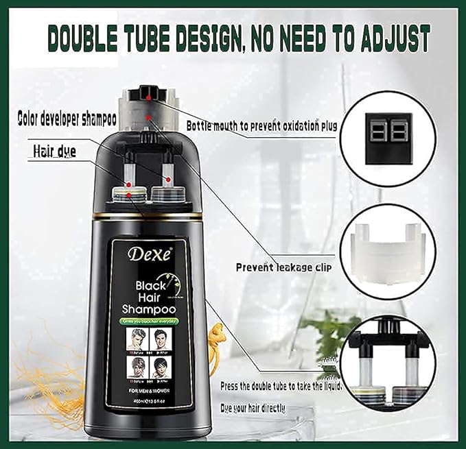 Black Hair Dye Shampoo Permanent YIZHONG Hair Color For 100% Gray Coverage Women Men 3 In1 Easy Comb Dyeing Instincts Hair Color 3 In 1 (Natural Black)