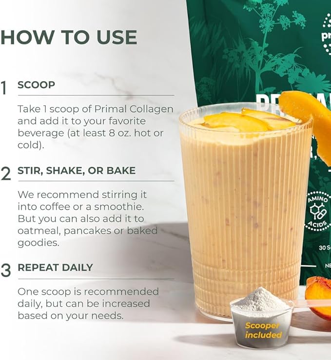 Primal Harvest Collagen Powder for Women or Men Primal Collagen Peptides Powder Type I & III, 10 Oz Collagen Protein Powder for Hair, Skin, Nails (Single, Original)