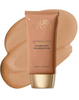 LAURA GELLER NEW YORK Quench-n-Tint Hydrating Foundation - Medium/Deep - Sheer to Light Buildable Coverage - Natural Glow Finish - Lightweight Formula with Hyaluronic Acid