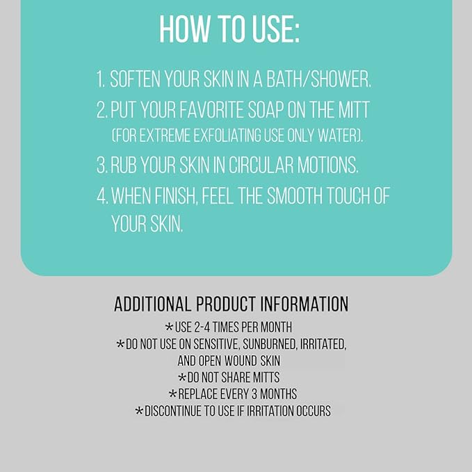 Valitic Exfoliating Glove Body Scrubber - Exfoliating Mitt Dead Skin Remover, Shower Face and Body Exfoliator - Korean Style Skin Scrubber Washcloth - Spray and Self Tan Remover, 1 Turquoise