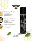 Tallow Lip Balm (5 Pack) - Hydrating With Organic Italian Olive Oil, Pure Grass Fed Tallow, and Beeswax - Long Lasting Lip Therapy (Unscented)