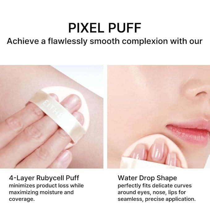EITHER& Glow Pixel Cushion Foundation, Glowy Skincare, Korean Makeup, Natural Coverage, Moisturizing, Lightweight, Long Lasting Coverage for Flawless Skin (23P Amber)