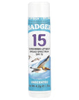 Badger Sunscreen Lip Balm SPF 15, Organic Mineral Sunscreen SPF Lip Balm with Zinc Oxide, Reef Friendly, Broad Spectrum, Water Resistant, Unscented, .15 oz