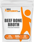 BulkSupplements.com Beef Bone Broth Protein Powder - Bovine Bone Broth Protein, Lactose Free Protein Powder - Dairy Free & Gluten Free, 22g per Serving, 500g (1.1 lbs) (Pack of 1)