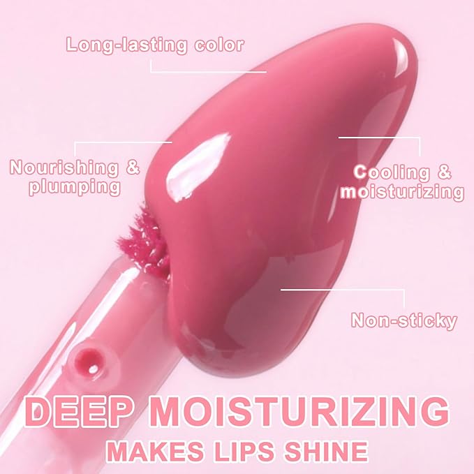 6pcs Lip Gloss Oil Set, Mini Hydrating Lip Glow Oil Lip Gloss, Lipgloss Lipoil Set for Women Girls Teens, Tinted Plumping Fat Lip Oil Lip Balm for Dry Lips Nourishing (SET A)