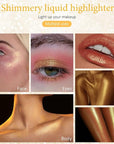 evpct Gold Highlighter Makeup Liquid, Gold Glitter Iridescent Stick Illuminators