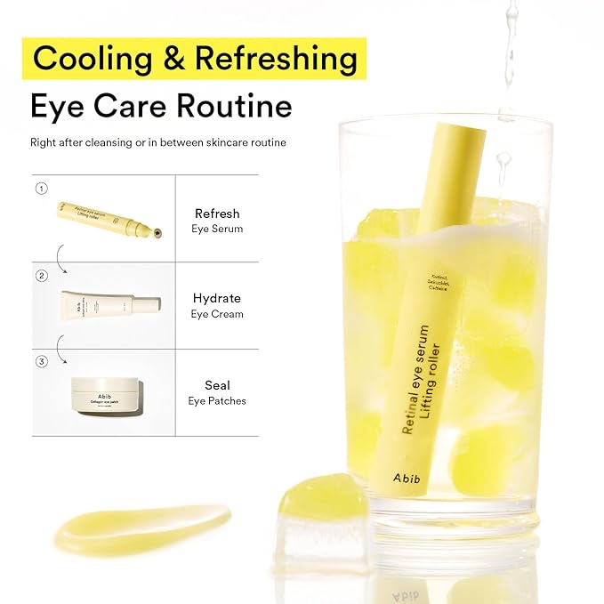 Abib Retinal Eye Serum Lifting Roller 0.5 Fl Oz,15ml | Anti-Aging Eye Applicator for Wrinkles, Puffiness, Dark Circles with Caffeine & Bakuchiol for Under Eyes | Travel Size Skincare Essential