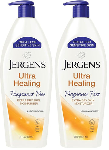 Jergens Hand and Body Lotion, Ultra Healing Dry Skin Moisturizer, Fragrance Free Lotion, Sensitive Skin Lotion, 21 Oz (Pack of 2)