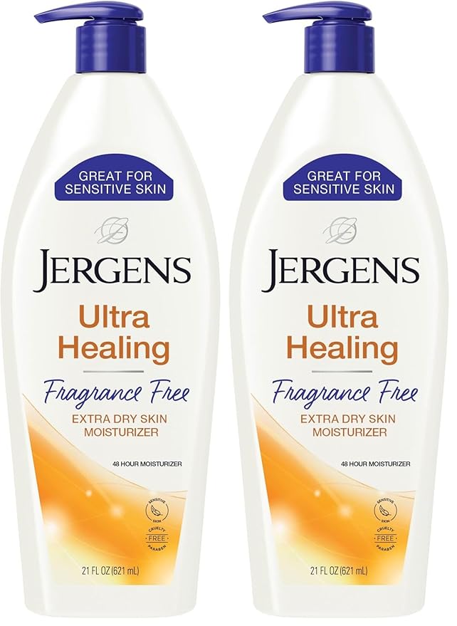 Jergens Hand and Body Lotion, Ultra Healing Dry Skin Moisturizer, Fragrance Free Lotion, Sensitive Skin Lotion, 21 Oz (Pack of 2)
