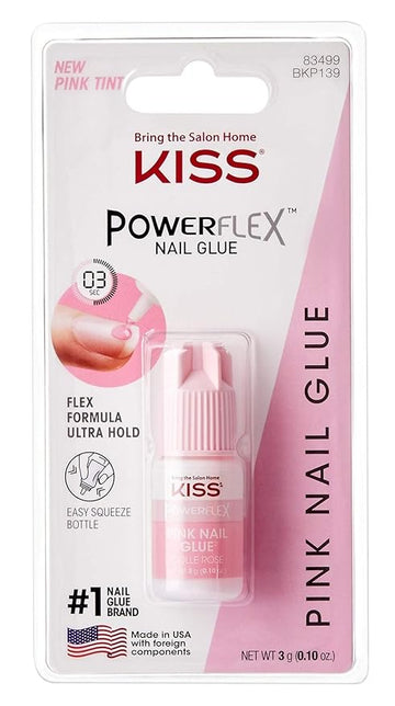 Kiss Powerflex Nail Glue Pink Tint 0.10 Ounce (Pack of 3)
