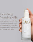 Oak Essentials Nourishing Cleansing Milk | Gentle Makeup Remover Face Wash with Oat Amino Acids, Rice Bran & Rosemary Extract, 5 Oz