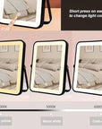 Rechargeable Makeup Vanity Mirror with Lights, Small Desk Makeup Mirror with Lights, 3 Lighting Modes, Dimmable Touch Screen, Tabletop Light up Mirror