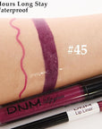 evpct 2Pcs Light Plum Purple Matte Liquid Lipstick Lip Gloss Stain and Retractable Lip Liner Makeup Set for Women Long Lasting Waterproof 24 Hours Lipstick labial mate larga duracion 24 45#