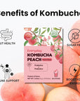 Unha's Everyday Kombucha Tea Powdered Beverage, 20 Sticks, Sparkling Powder Drink, Prebiotics, and Probiotics Sugar-Free - Peach Flavor