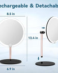 Makeup Mirror with Lights, 4K Ultra-Clear Reflection, Long-Press Adjustable Brightness, 3 Glow Settings, Flexible Multi-Angle Design – Perfect for Makeup and Skincare (Black)