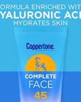 Coppertone Complete Face Sunscreen Lotion SPF 45, Weightless and Oil-Free, Water Resistant Sunscreen with Proven UVA/UVB Protection, 2.5 Fl Oz Tube