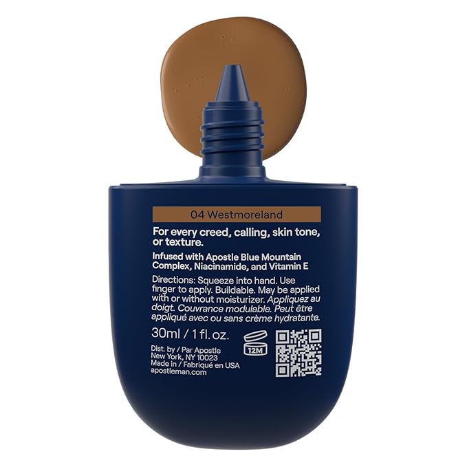 APOSTLE Reclaim Tinted Moisturizer for Men (4 Westmoreland) - Niacinamide, Vitamin E, Squalane, Hyaluronic Acid, Tinted Face Moisturizer For Men. Hydrates, Evens Skin Tone, 1 Fl. Oz.