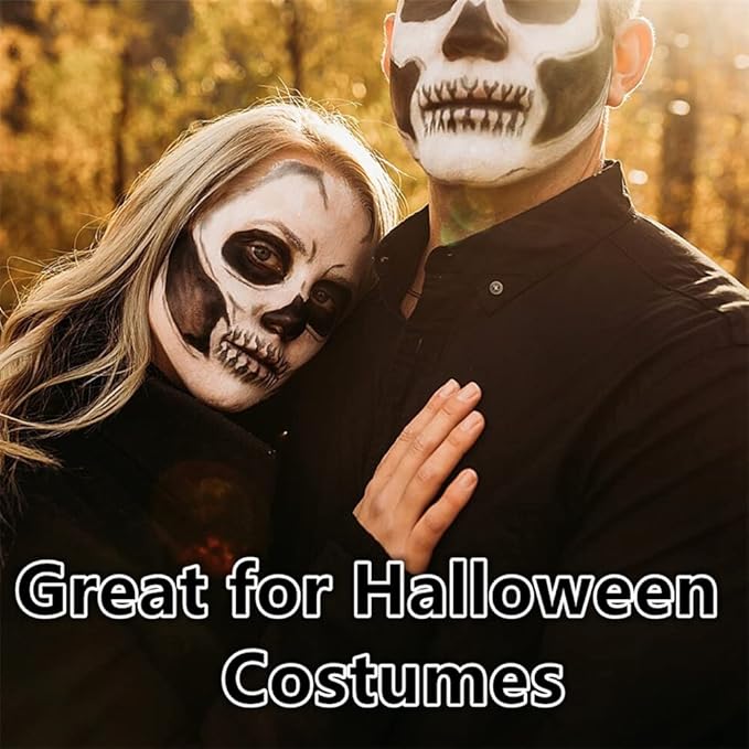 Go Ho White and Black Face Paint Stick,Full-coverage Washable Face Body Paint for Art Theater Halloween Cosplay Skull Zombie Vampire Skeleton Clown SFX Makeup