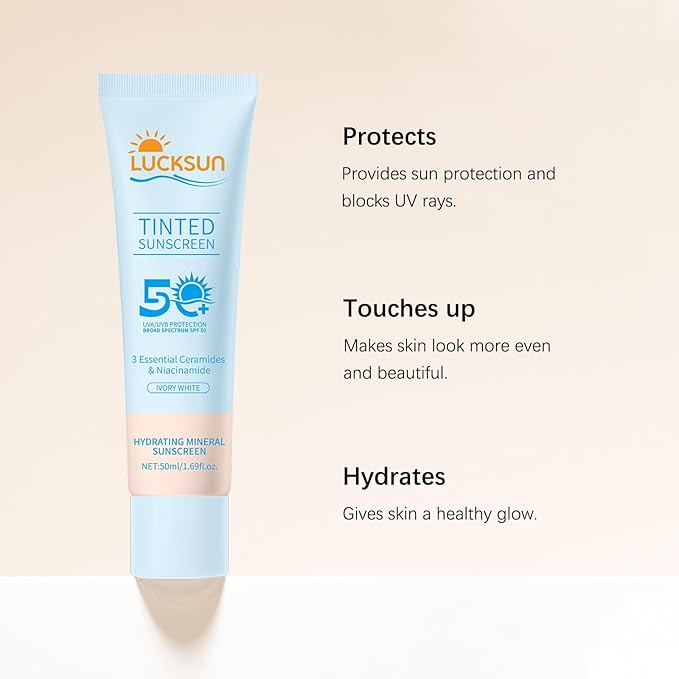 Tinted Mineral Sunscreen SPF 50-2-in-1 Makeup & Sunscreen for Natural Glow, Broad Spectrum Protection + Skincare Benefits All Skin Types (#001, 1.69 Fl Oz (Pack of 1))