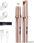Gurelax Women's Electric Eyebrow Trimmer with Replacement Blades, Precision LED Light, Safe and Instant Painless Hair Remover