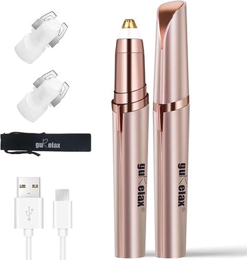 Gurelax Women's Electric Eyebrow Trimmer with Replacement Blades, Precision LED Light, Safe and Instant Painless Hair Remover