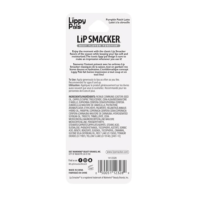 Lip Smacker Halloween Lippy Pal Lip Balm- Spooky Cute Pumpkin Patch Latte Flavored Deliciousness, Moisturizes, Nourishes, & Soothes, Cruelty-Free & Vegan - Pumpkin