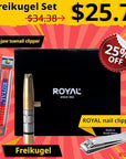 ROYAL [Made in Korea] NO Battery,3 Pcs Nose Hair Trimmer Set,Value Pack(Nose Hair Trimmer with 2 Nail Clippers) The Best Gift for Family, (Black&Brass)