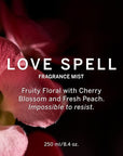 Victoria's Secret Love Spell Mist, Body Spray for Women, Notes of Cherry Blossom and Fresh Peach Fragrance (8.4 oz)