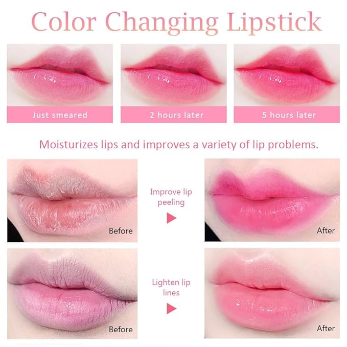 evpct 3Pcs Peach Aloe Vera Avocado Mini Clear Color Changing Lip Oil Tinted Lip Gloss Set for Women Girls Lip Balm Tint Stain Glaze Pack Lipstick Magic labiales magicos brillos para labios