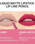 evpct 2Pcs Rose Red Matte Lip Liner and Lipstick Lip Gloss Pencils Makeup Set Kit for Women Long Lasting Waterproof