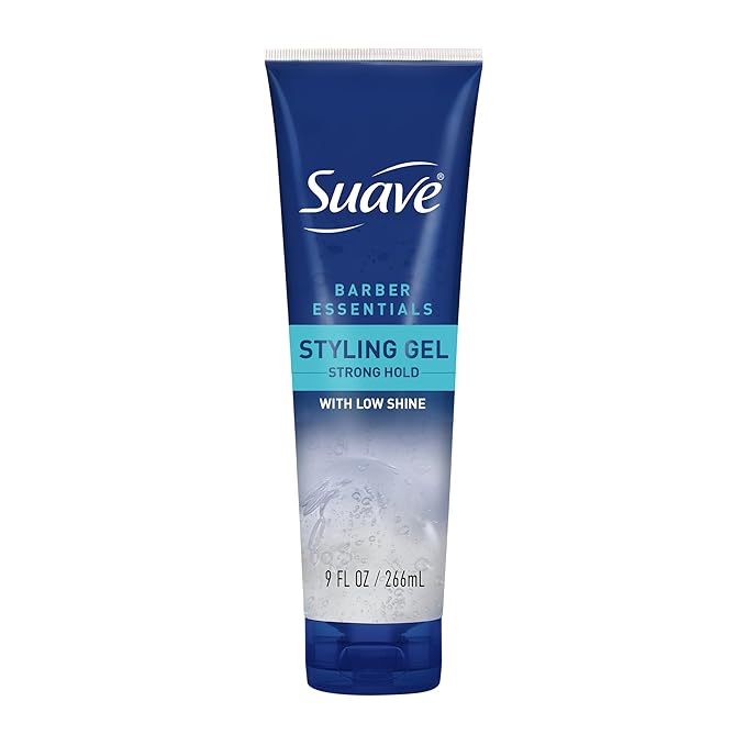 Suave Hair Gel For Men Barber Essentials Styling, Strong Hold and Low Shine, No Flakes, Barber-Quality Results, 9 oz