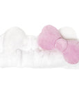 The Crème Shop Plush Spa Headband w/Hello Kitty's Signature Bow, Spa Headband for Washing Face, Skincare Headbands, Soft & Fluffy Headbands for Women (Pink)