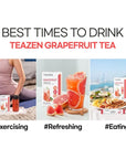 TEAZEN Grapefruit Tea, Sugar Free, Hibiscus and Green Tea, Powdered Mix Beverage from Korea, 10 Sticks, 1.76oz