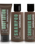 Sandalwood Men's Bath & Body Set - Shower Gel, Body Lotion, Shampoo - Self Care Gifts for Men