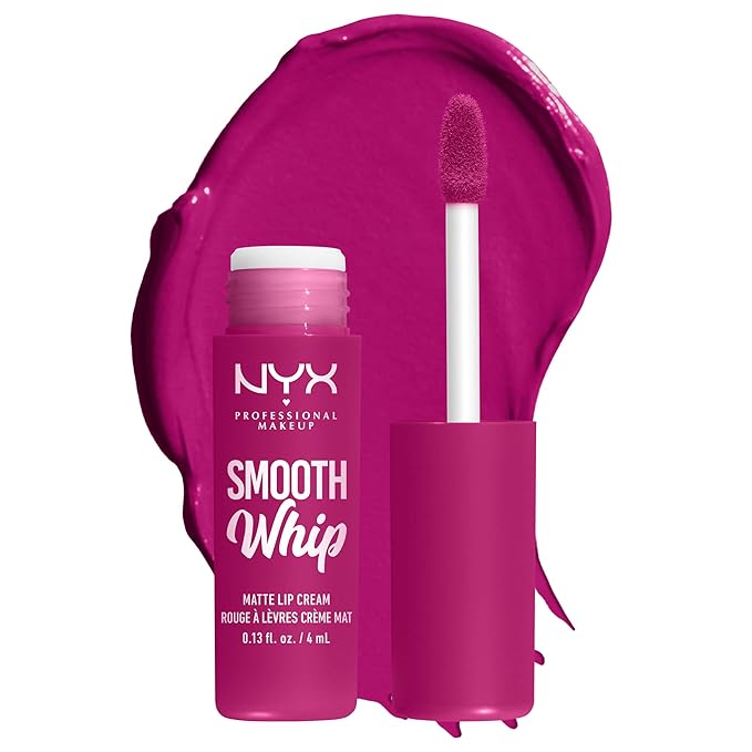 NYX PROFESSIONAL MAKEUP Smooth Whip Matte Lip Cream, Long Lasting, Moisturizing, Vegan Liquid Lipstick - Bday Frosting (Violet Red)