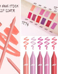evpct 6Pcs Long-Lasting Lip Liner Pencils Set for Shaping & Sculpting Lips, Light Orange Berry Rose Red Purple Coral Pink Waterproof Longwear Matte Rich Lip Colors Liner Crayon Lipstick 03