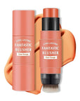 Cream Blush Stick with Brush,Waterproof Blush Makeup,Long Lasting Coral Orange