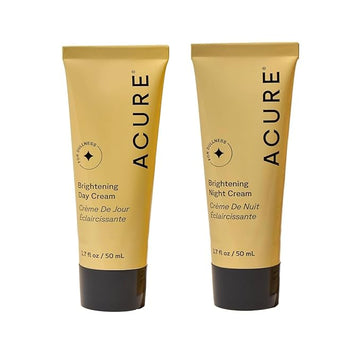 Acure Brightening Day & Night Cream Set – Hydrating & Radiance-Boosting Moisturizers for Even Skin Tone & Smooth Texture, Vegan, 1.7 Fl Oz Each
