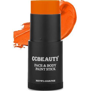 CCbeauty Neon Orange Face Paint Stick, UV Orange Face Painting Kit, Full Coverage SFX Makeup Foundation, Professional Non-Toxic Body Paint for Halloween Costume Cosplay Party, Glow In The Dark Makeup