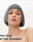 Fvquhvo Silver Gray Hair Dye Shampoo, Hair Color Shampoo for Women Men, Silver Hair Shampoo, Champu Para Canas, Works in Minutes, Long Lasting Natural Color, Easy to Use, 16.90 Fl Oz